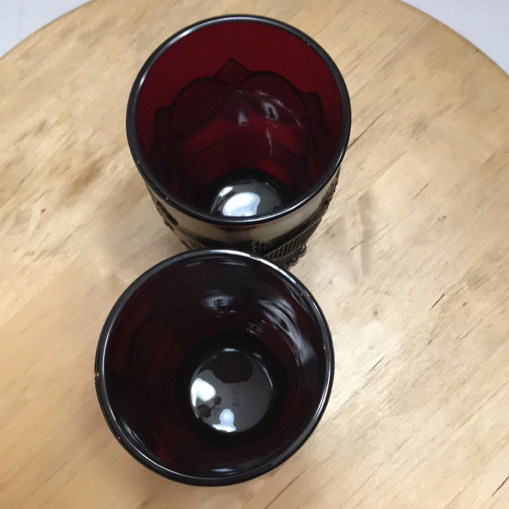 Vintage Avon Cape Cod Ruby Red 2 drinking glasses